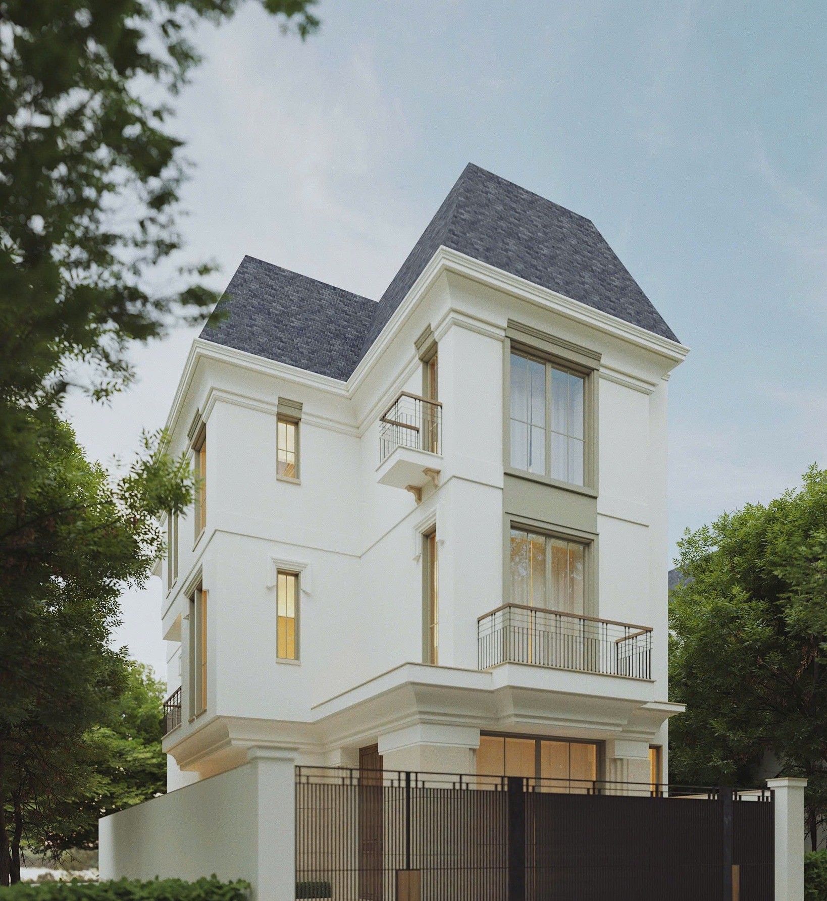 Bán nhà liền kề diện tích 200m2 hướng Nam hoàn thiện bên ngoài - Mặt sau sân Golf Central Park Ciputra