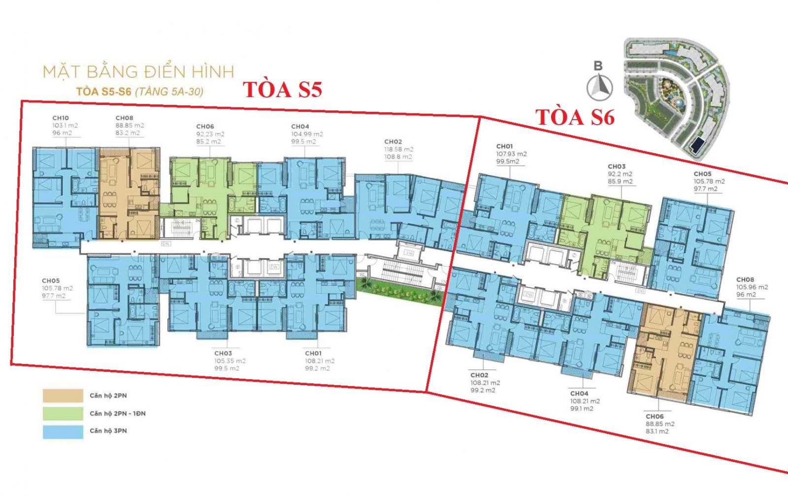 Mặt bằng tòa S5 S6 Sunshine City Hà Nội